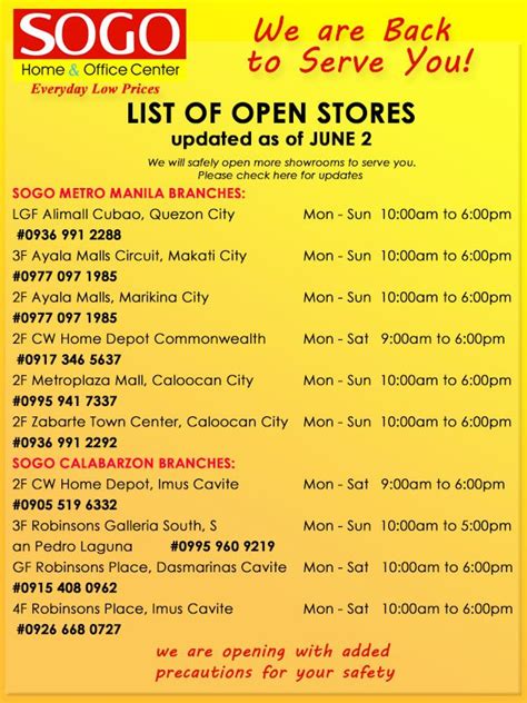 sogo fairview price list